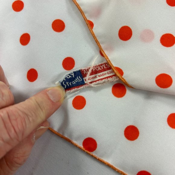 Vintage Ray Strauss Orange White Polka Dot Scarf 21" Square Retro - Picture 2 of 4